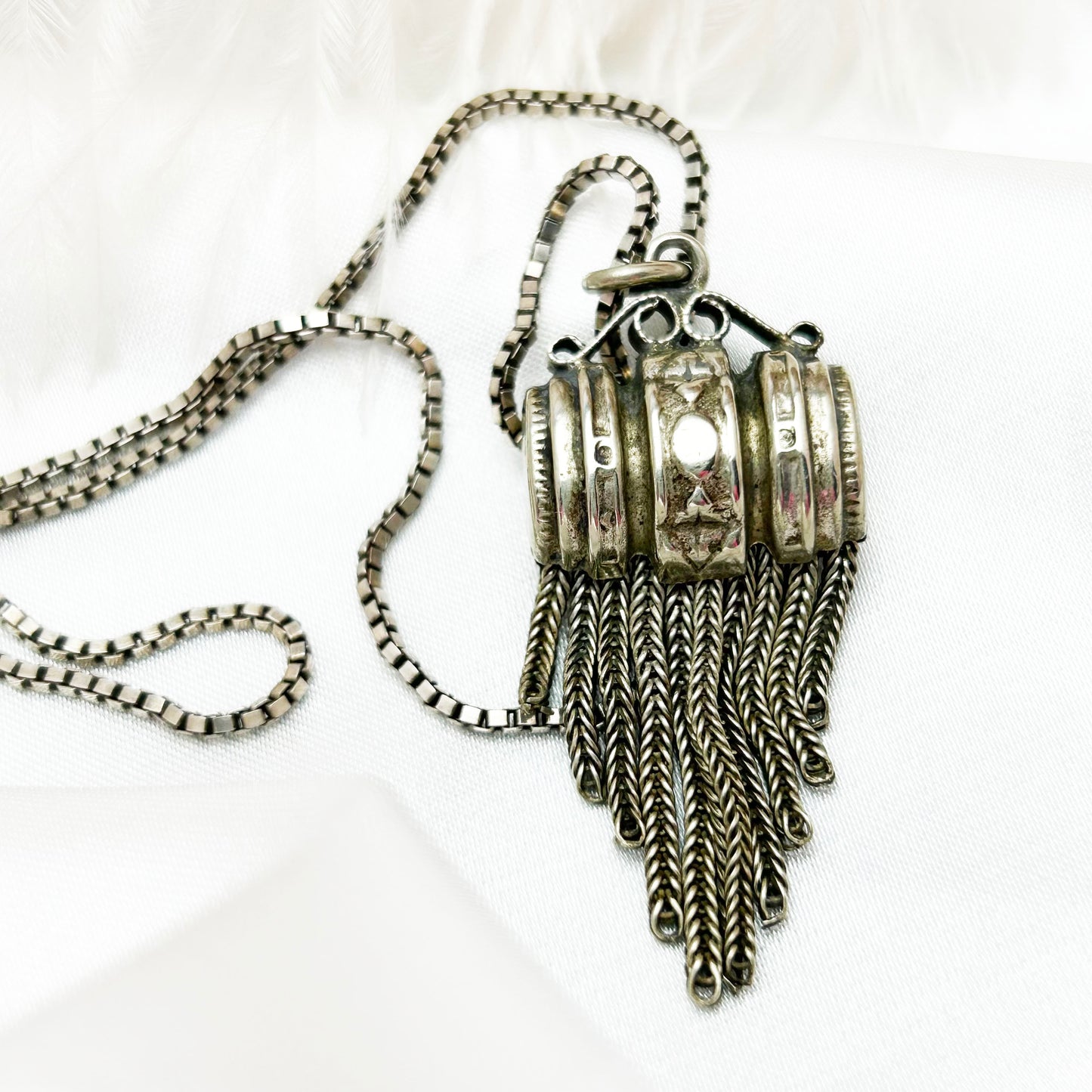 Vintage Silver Tassel Necklace | Barrel Tassel