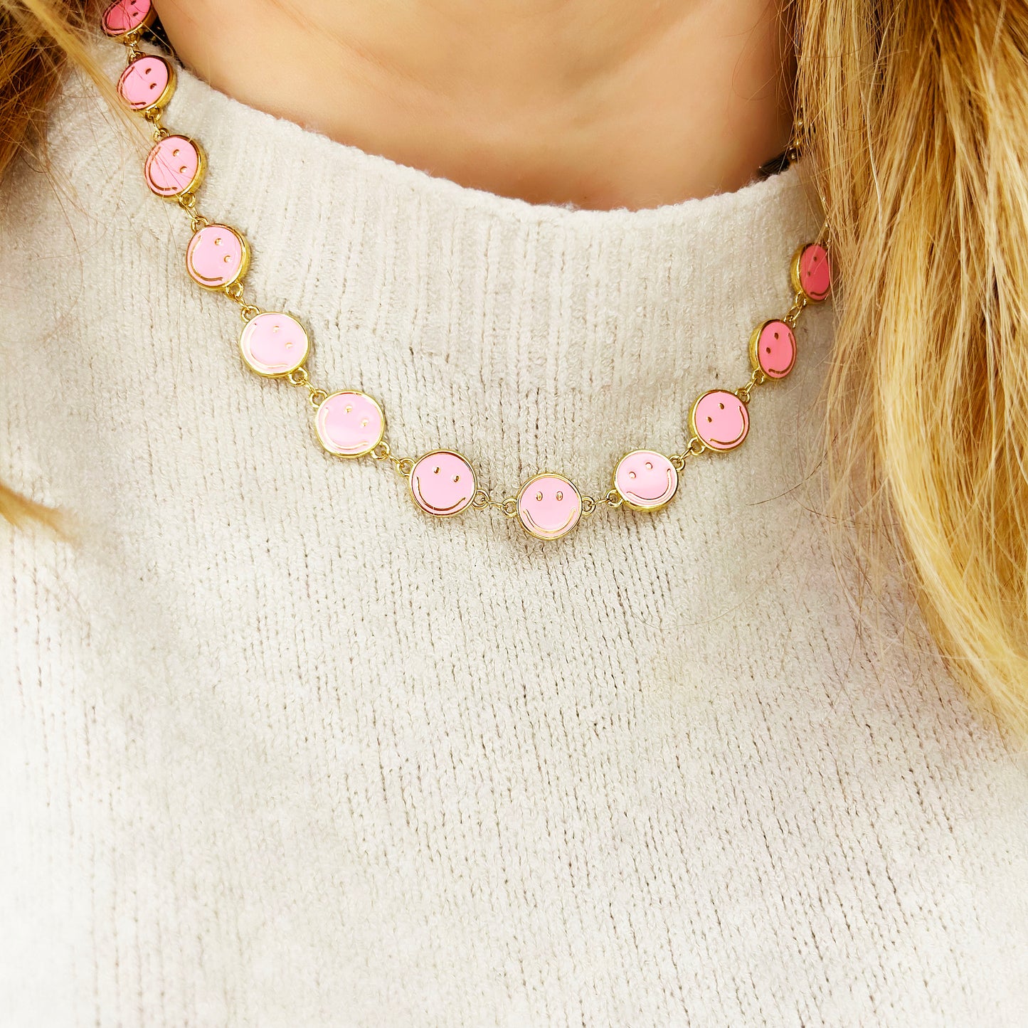 Smiley Face Necklace | Pink
