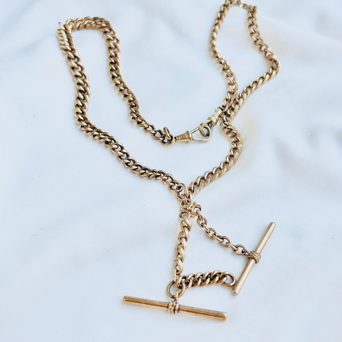 Antique Rose Gold Filled T-Bar Necklace