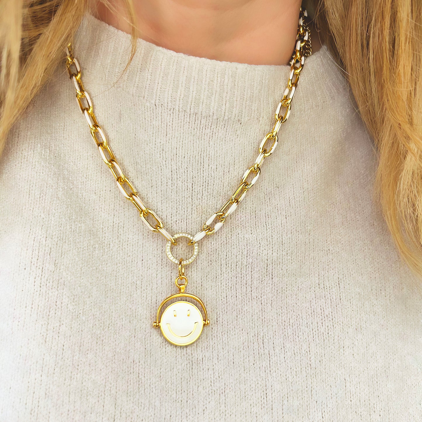 Smiley Face Necklace | Happy Sad Spinner