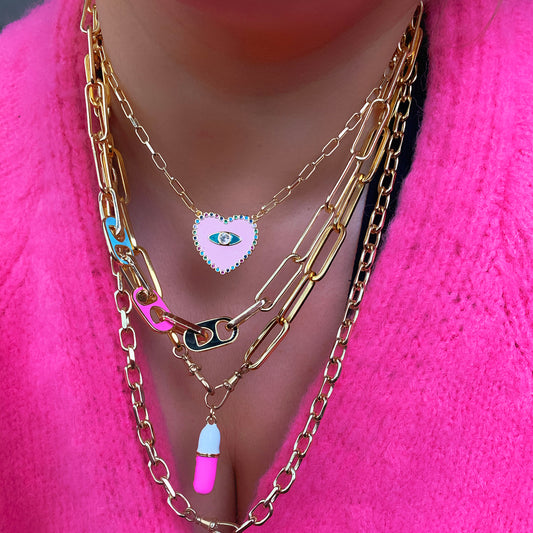 Pink Heart Lucky Charm - Necklace