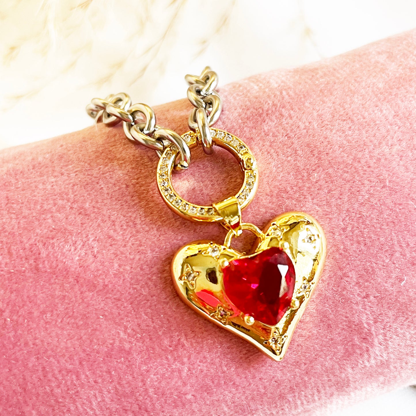 Red Heart Necklace | Mon Amour Mixed Metal